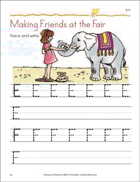 making friends at the fair tracing and writing uppercase letters e f printable skills sheets
