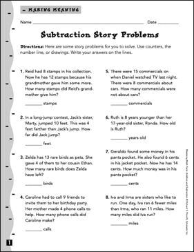 Subtraction Story Problems: Mastering Math Facts | Printable 