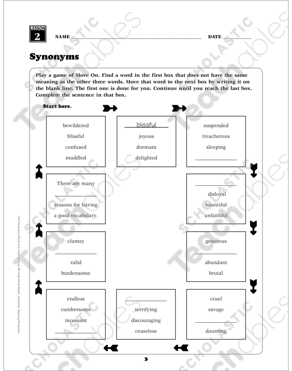 Synonyms: Grade 5 Vocabulary (Activities & Games) | Printable ...