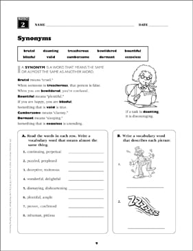 synonyms grade 5 vocabulary activities games
