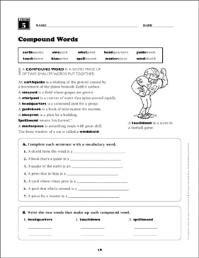 Compound Words Grade 5 Vocabulary Printable Skills Sheets