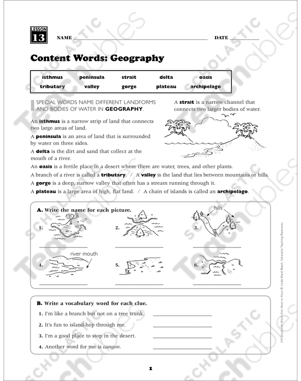 content words geography grade 5 vocabulary printable skills sheets