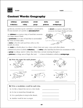content words geography grade 5 vocabulary printable skills sheets