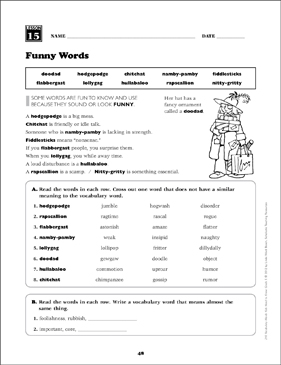 Funny Words: Grade 5 Vocabulary | Printable Skills Sheets