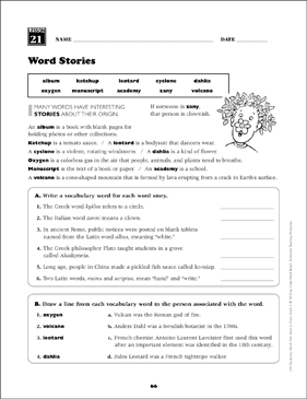 word stories grade 5 vocabulary printable skills sheets
