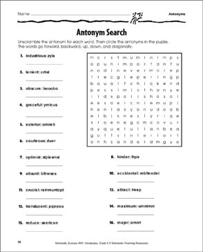 antonym word search puzzles