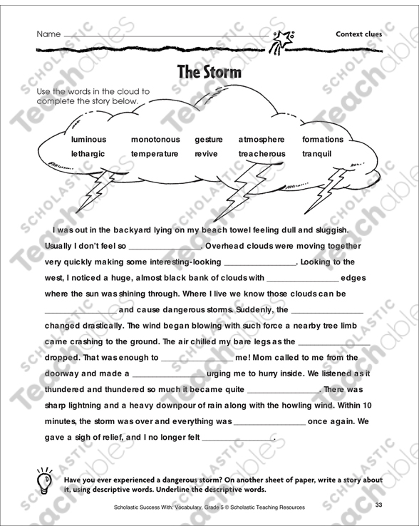 The Storm (Context Clues) | Printable Skills Sheets