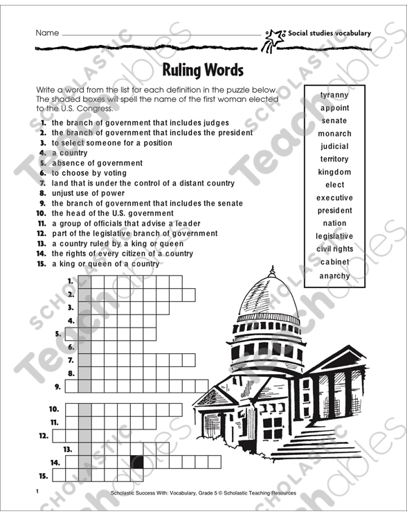Ruling Words (Social Studies Vocabulary) | Printable Skills ...