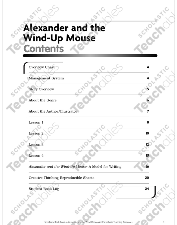 Book Guide Alexander And The Wind Up Mouse Printable