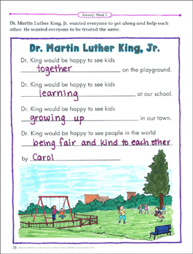 Dr Martin Luther King Jr Poetry Frame Printable Skills Sheets