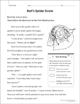 Bart S Spider Scare Close Reading Passage Printable