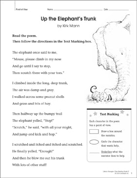 Up the Elephant's Trunk: Close Reading Passage | Printable ...