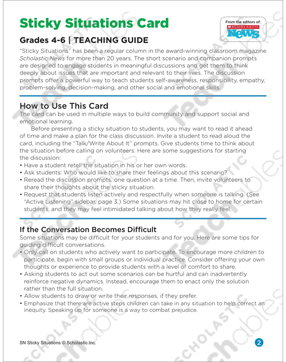 Scholastic Teacher Resources Scholastic News Sticky Situation Cards: Grades  1-3 : Target