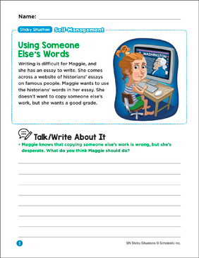Using Someone Else's Words: Sticky Situation | Printable ...