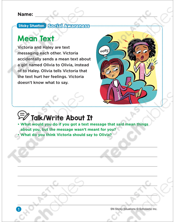 Mean Text: Sticky Situation | Printable Lesson Plans and ...