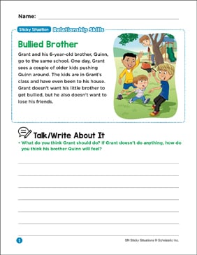 Bullied Brother: Sticky Situation | Printable Lesson Plans and 