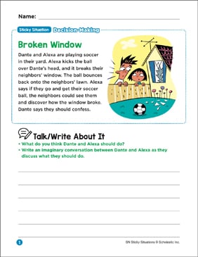 Broken Window: Sticky Situation | Printable Lesson Plans and ...