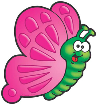 green and pink butterfly clipart