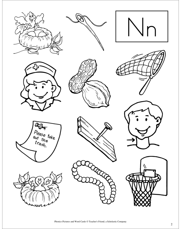Letter Nn: Phonics Pictures | Printable Clip Art and Images