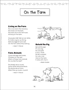 On The Farm Pick A Poem Printable Texts Skills Sheets