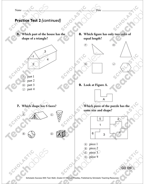 Practice Test 2: Grade 3 (Geometry & Measurement) | Printable ...