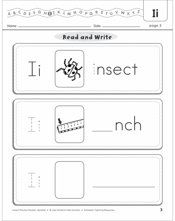 The Letter Ii: Alphabet Practice Packet Printable Lesson Plans Ideas