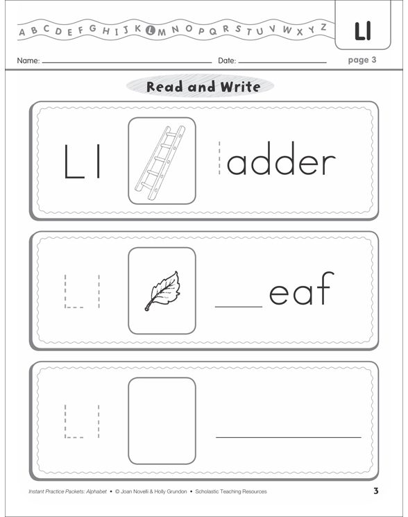 The Letter Ll: Alphabet Practice Packet | Printable Lesson Plans, Ideas