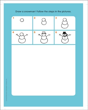 Draw A Snowman Step By Step Practice Page Printable Skills Sheets