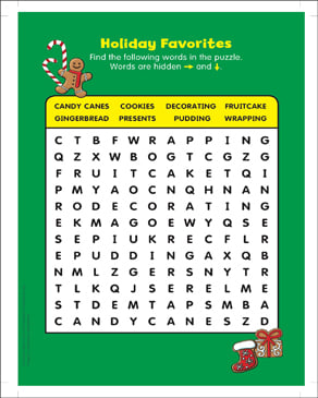 Holiday Favorites Word Search Printable Word Searches