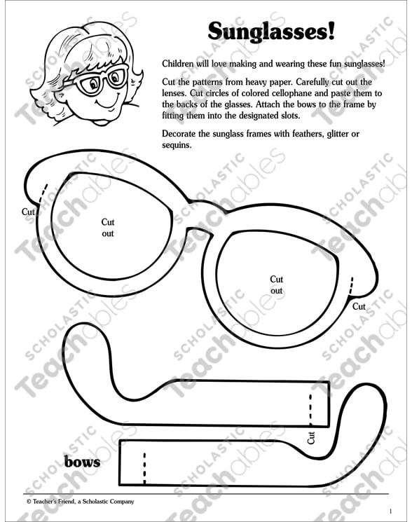 Printable Paper Glasses Craft- DIY Wacky Sunglasses - The Kitchen Table  Classroom