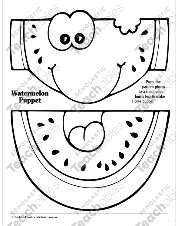 Watermelon Puppet Printable Arts And Crafts Skills Sheets All you need is a drop of inspiration and artistro markers. watermelon puppet printable arts and