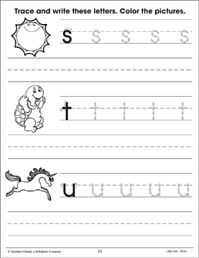 Help children develop their abilities to trace and write lower case letters...