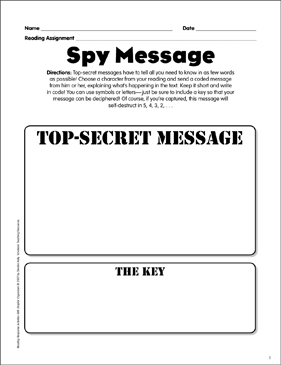 Spy Message: Reading Response Graphic Organizer | Printable ...