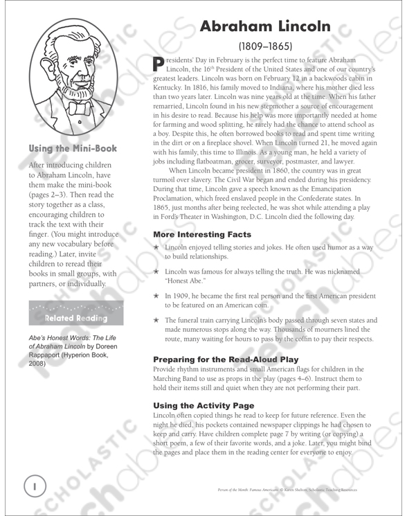 Abraham Lincoln Famous American Unit Printable Lesson Plans And Ideas Graphic Organizers