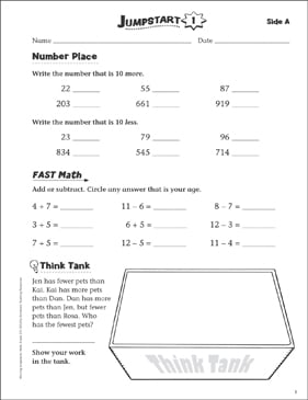 Independent Practice: Grade 3 Math Jumpstart 1 | Printable ...