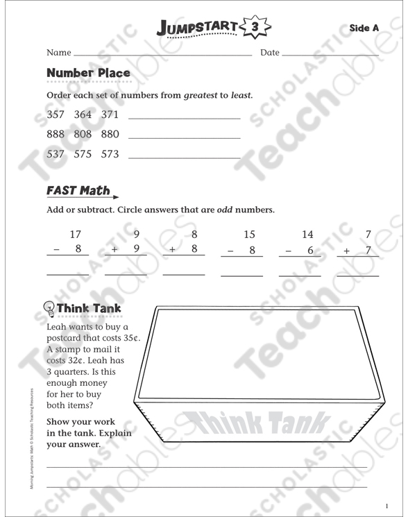 Independent Practice: Grade 3 Math Jumpstart 3 | Printable ...