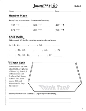 independent practice grade 3 math jumpstart 3 printable skills sheets number puzzles