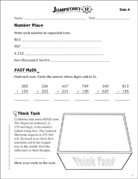 Independent Practice: Grade 3 Math Jumpstart 23 | Printable ...