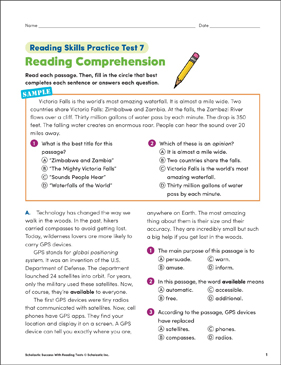Reading Skills Practice Test 5 (Grade 5) | Printable Skills