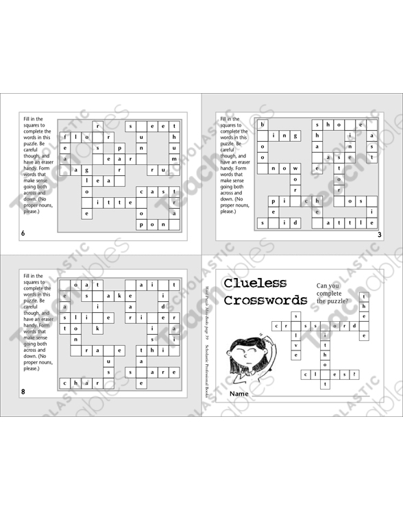 Clueless Crosswords | Printable Crossword Puzzles, Mini-Books