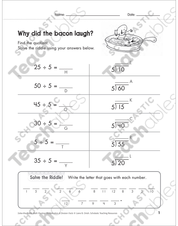 SolvetheRiddle 39 (Division) Printable Number Puzzles and Skills Sheets