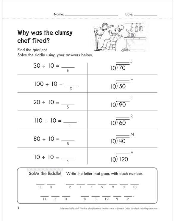 SolvetheRiddle 44 (Division) Printable Number Puzzles and Skills Sheets