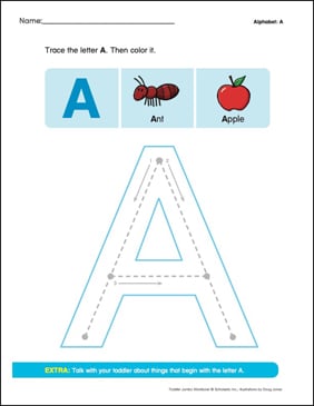 Letter A: Trace and Color