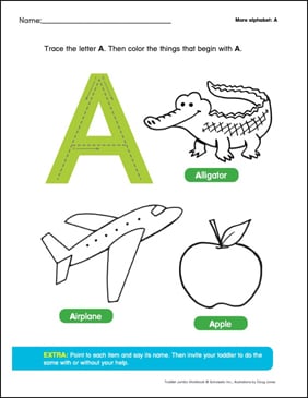 Letter A: Trace, Identify, and Name