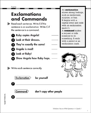 Commands And Exclamations Worksheets Commands Exclamations C