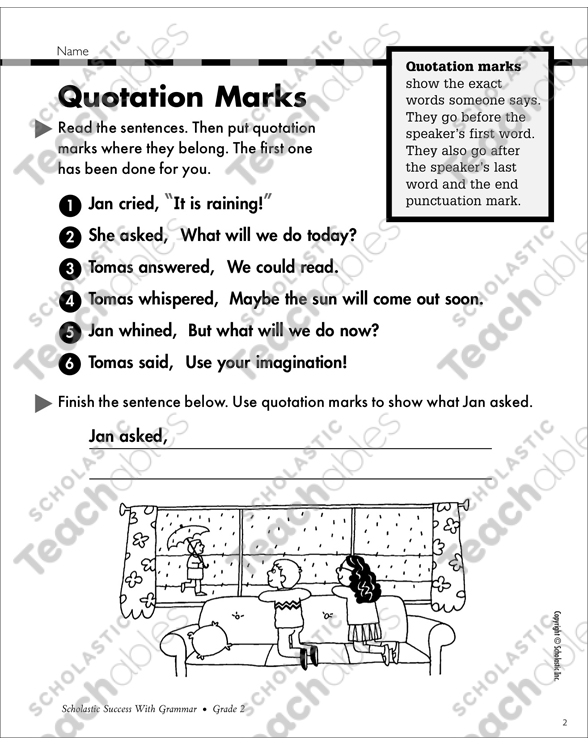 Quotation Marks: Grammar Practice | Printable Test Prep and ...