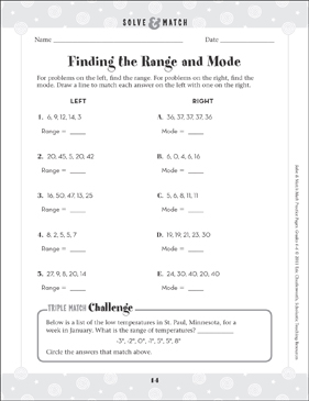 Mean, Median, Mode & Range Worksheets, Activities, Practice ...