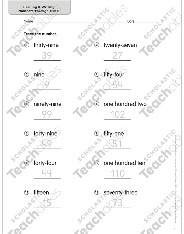Reading & Writing Numbers Through 120: Math Lesson | Printable Lesson ...