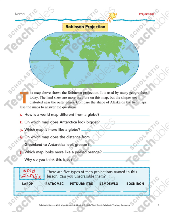 Map Projections: Map Skills | Printable Maps, Skills Sheets