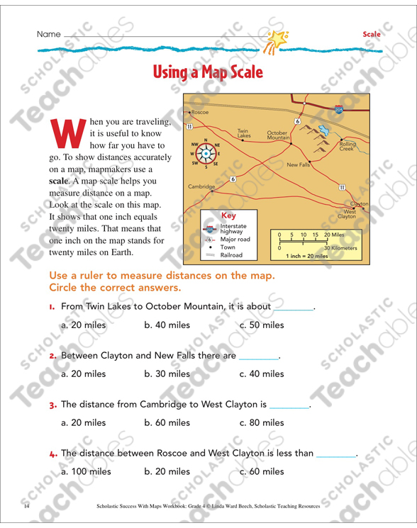 Perfecto Tutor Relajante Map Scales Maths Worksheet Eliminar Peatonal